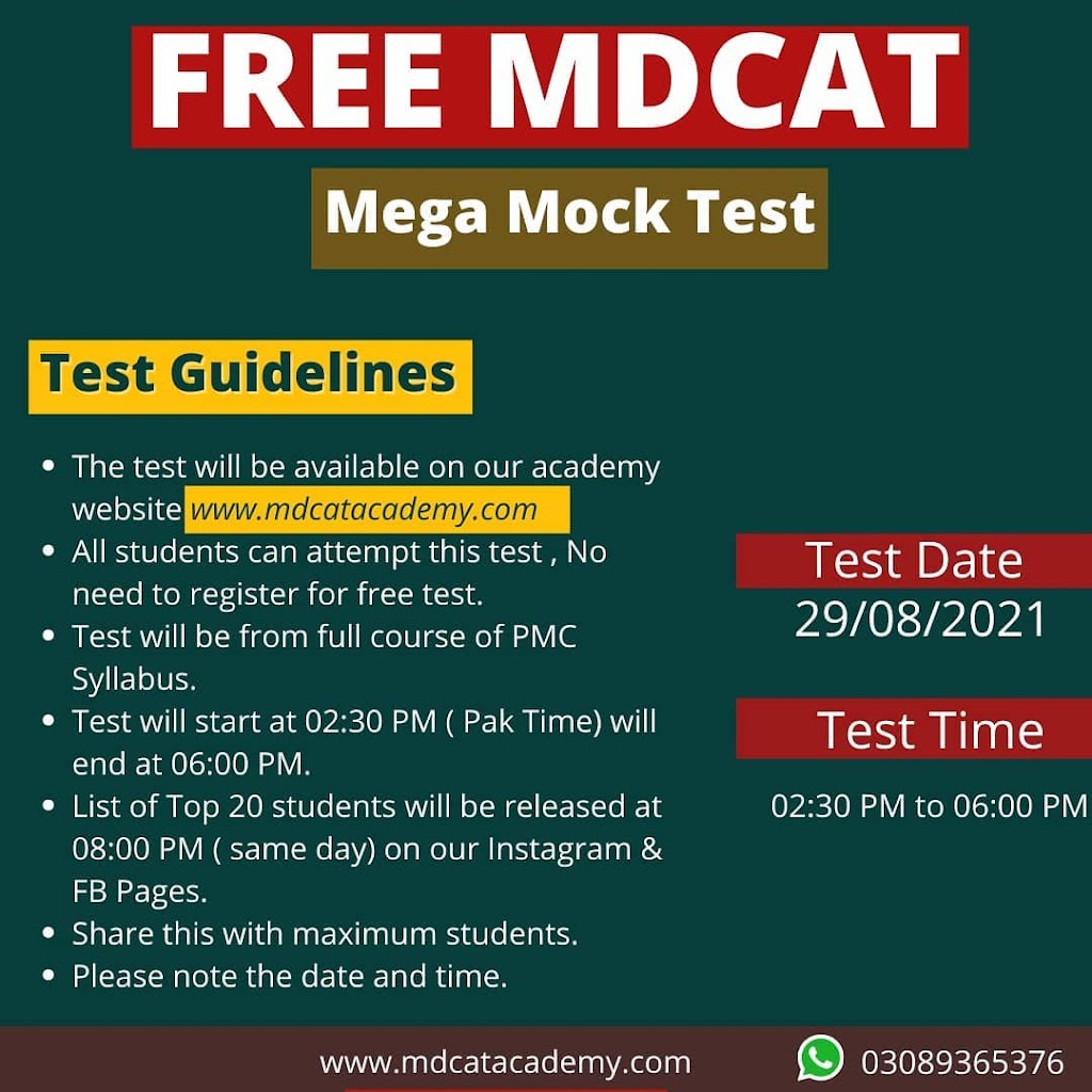 Free MDCAT Mega  Mock  Test By Mdcat Academy