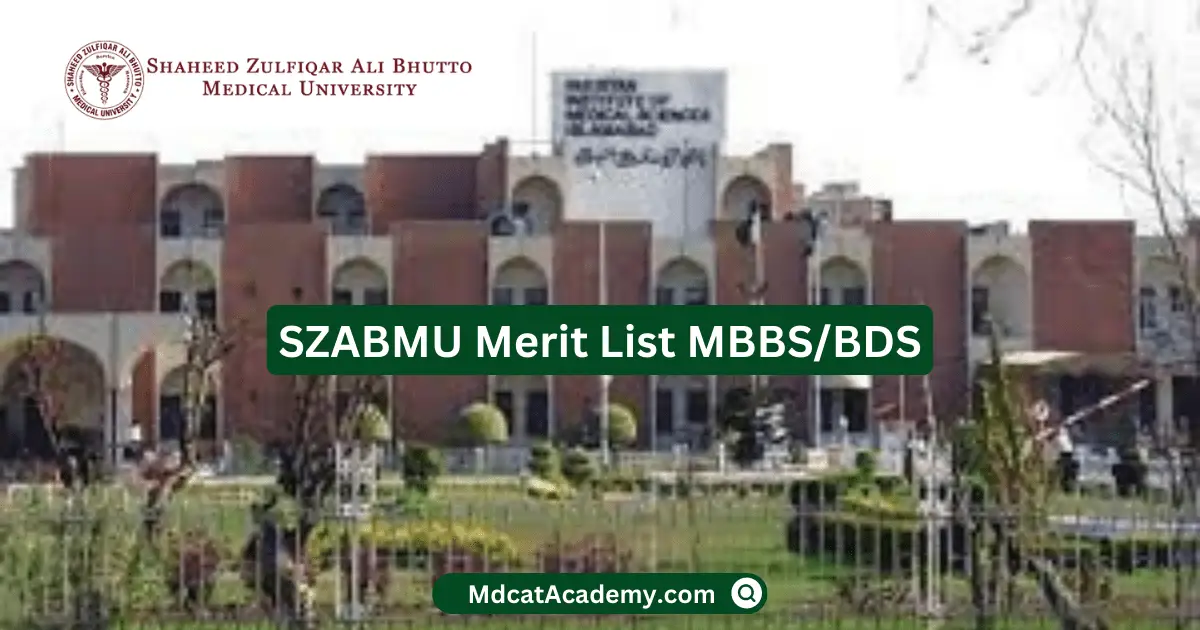 SZABMU Merit List For Federal Medical College